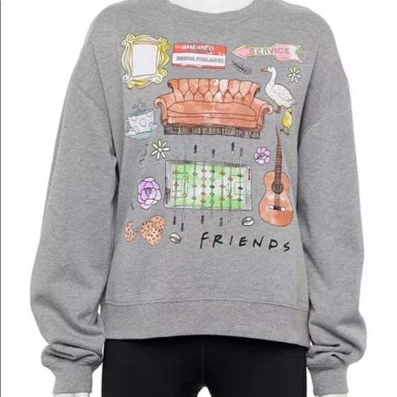 FRIENDS Branded Juniors Sweatshirt, Grey, Size XS, Jerry Leigh - Picture 1 of 7